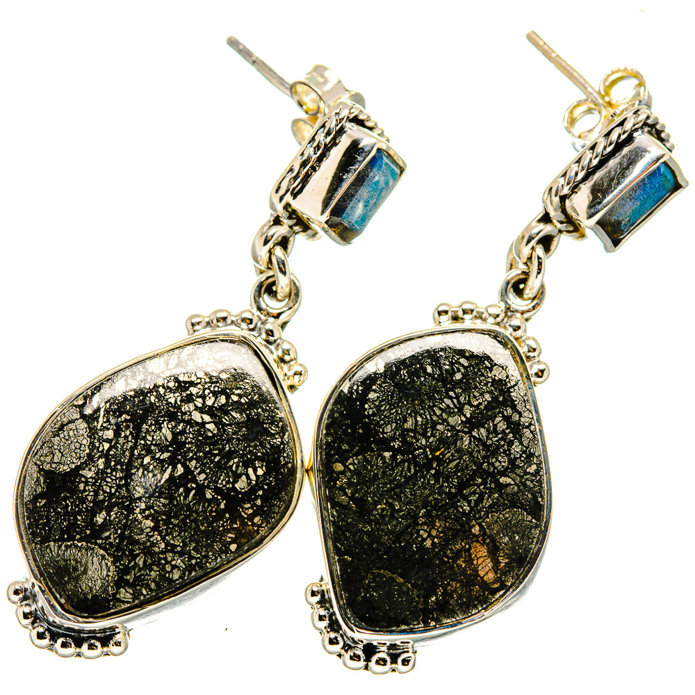 Pyrite Agate Earrings handcrafted by Anasilvercos - EARR420780