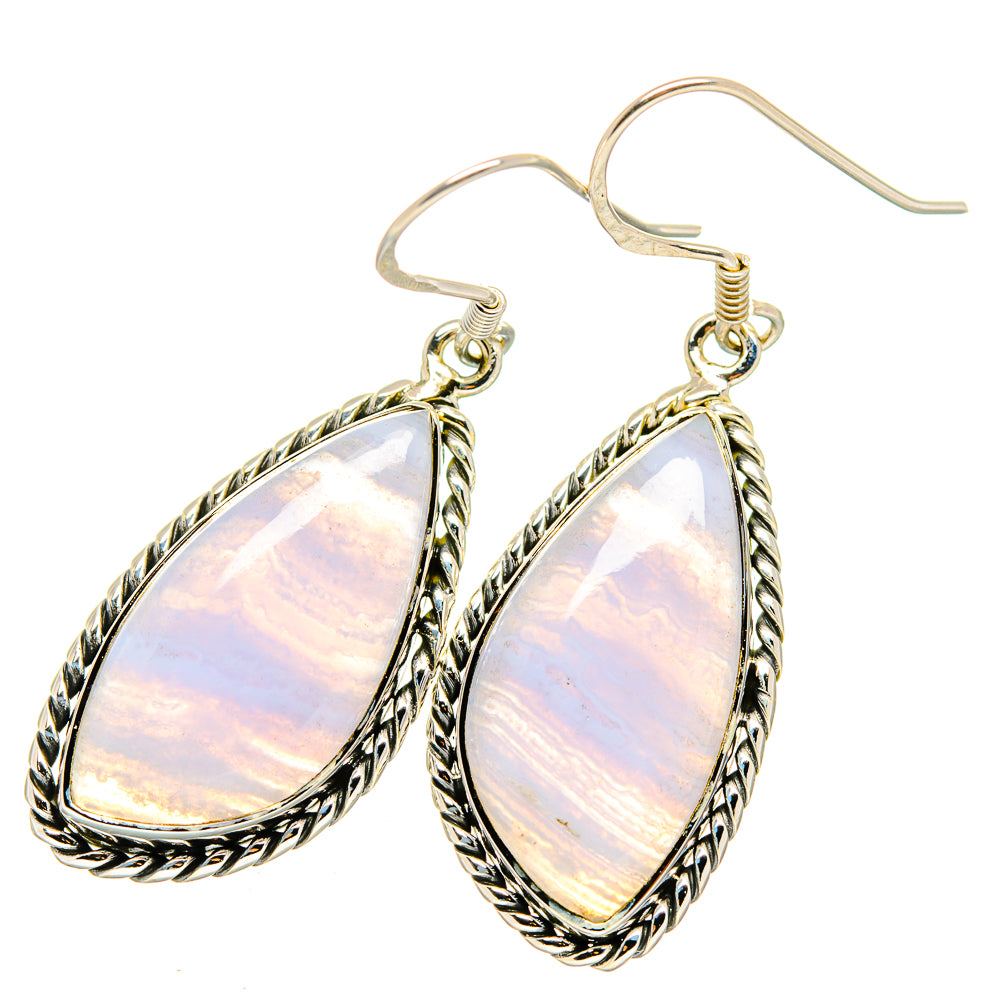 Blue Lace Agate Earrings handcrafted by Anasilvercos - EARR420792
