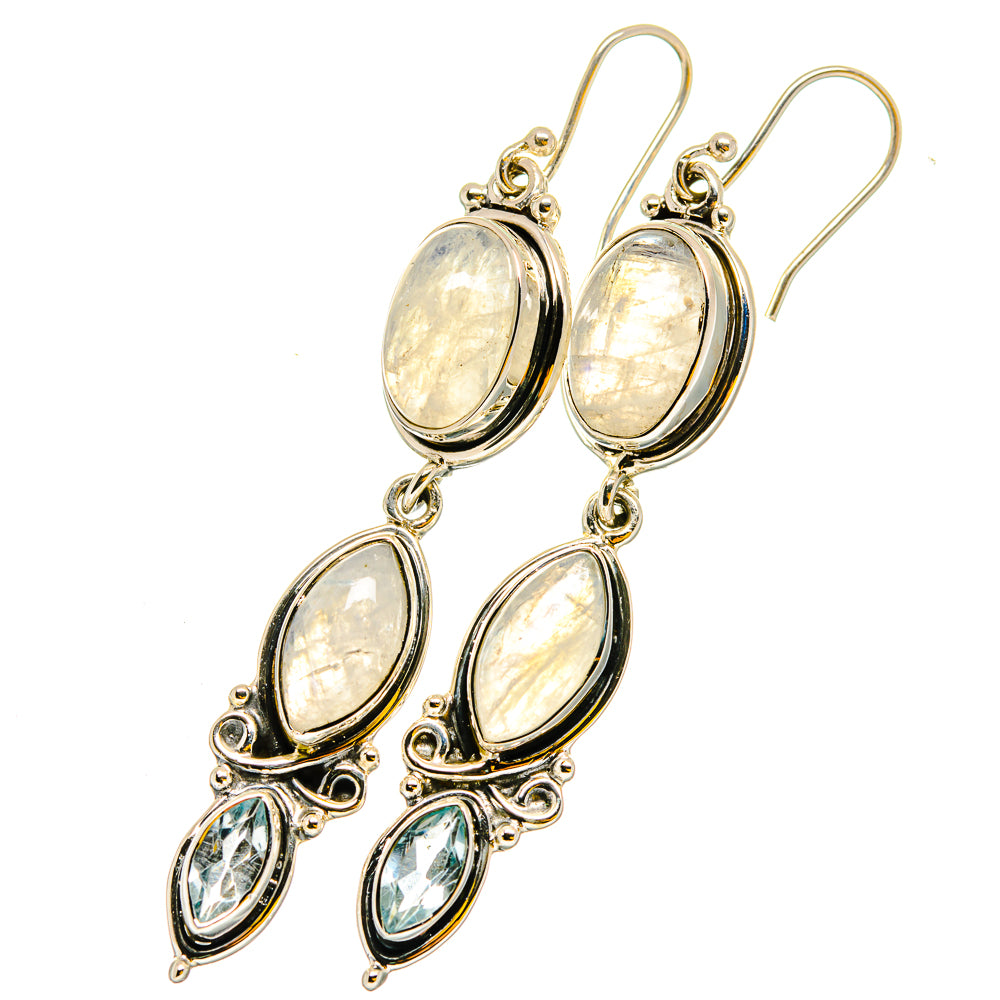 Rainbow Moonstone Earrings handcrafted by Anasilvercos - EARR420816