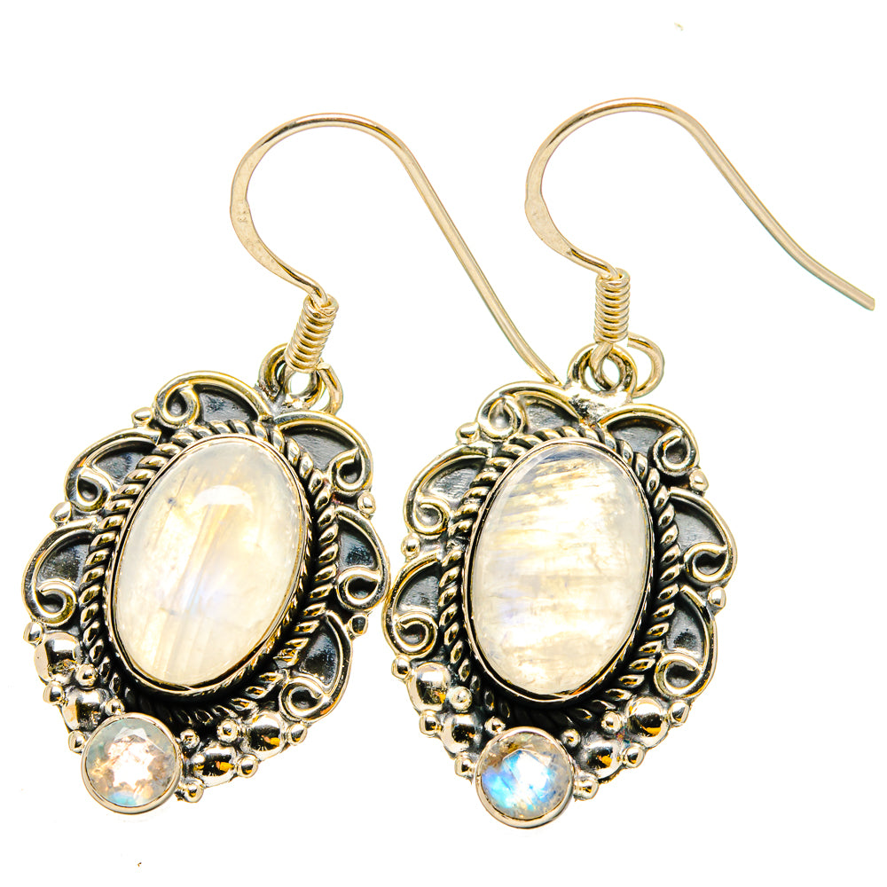 Rainbow Moonstone Earrings handcrafted by Anasilvercos - EARR420848
