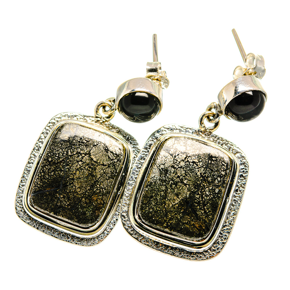 Pyrite Agate Earrings handcrafted by Anasilvercos - EARR420875