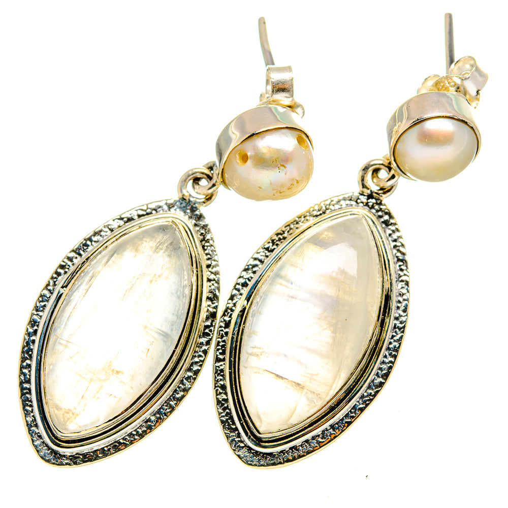 Rainbow Moonstone Earrings handcrafted by Anasilvercos - EARR420878