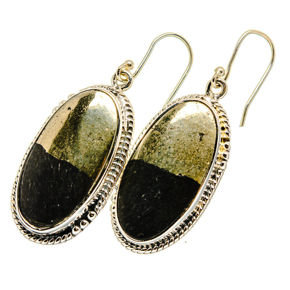 Pyrite In Black Onyx Earrings handcrafted by Anasilvercos - EARR420883