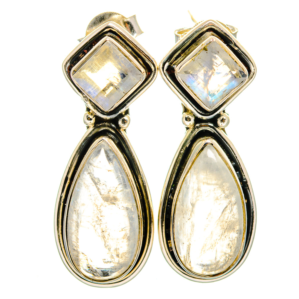 Rainbow Moonstone Earrings handcrafted by Anasilvercos - EARR420890
