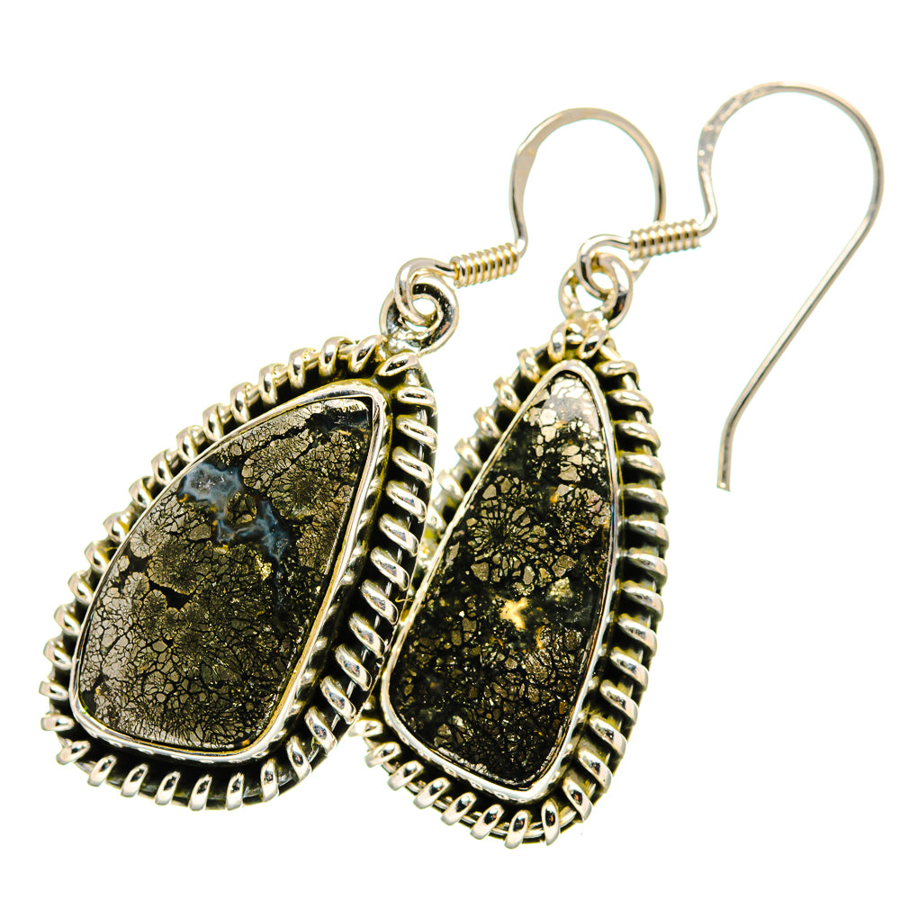 Pyrite Agate Earrings handcrafted by Anasilvercos - EARR420892