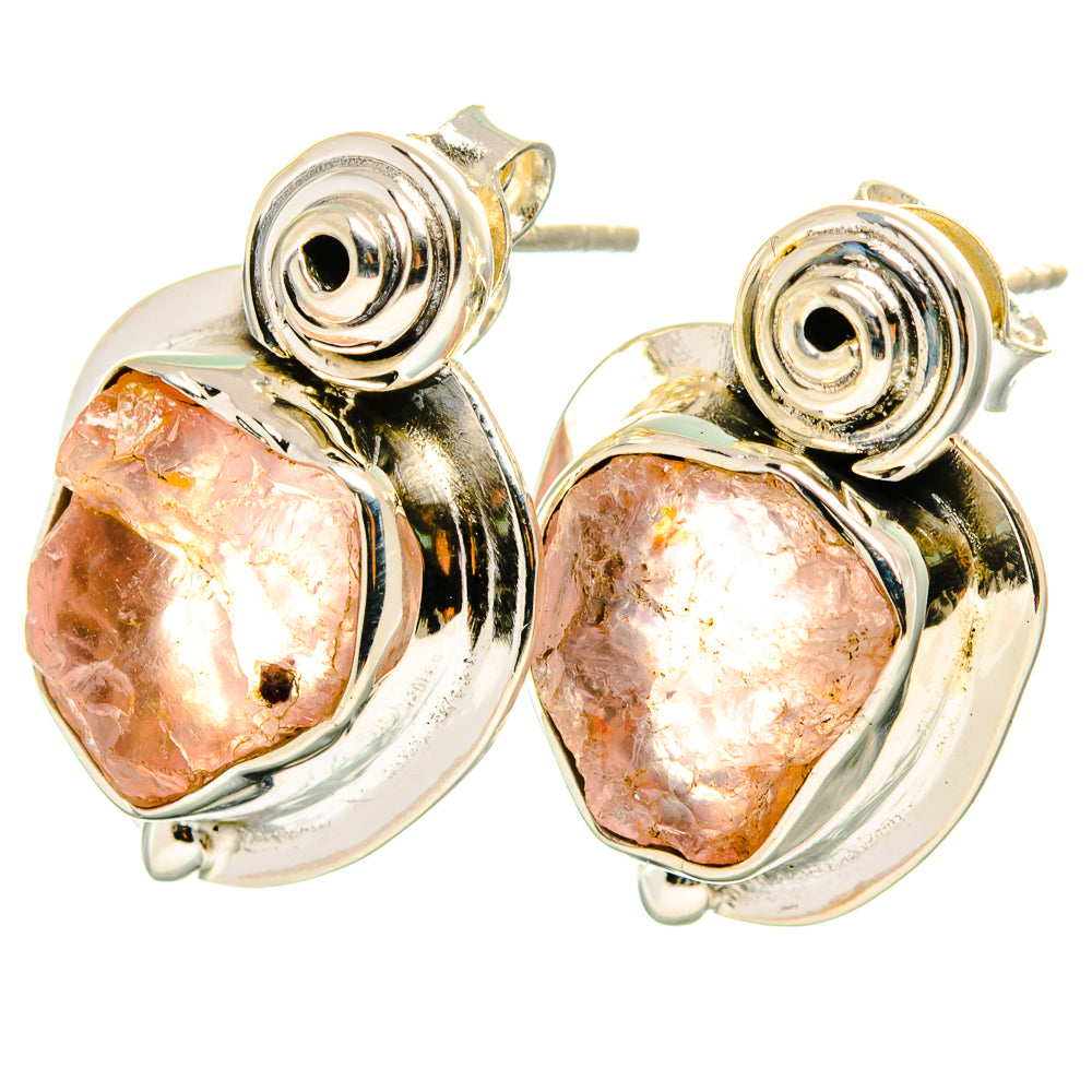 Rose Quartz Earrings handcrafted by Anasilvercos - EARR420894