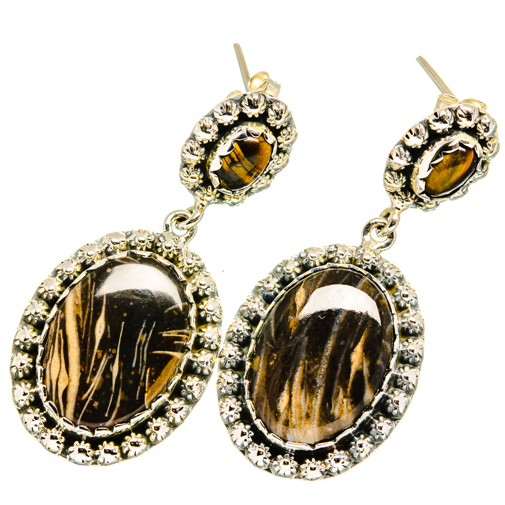 Peanut Wood Jasper Earrings handcrafted by Anasilvercos - EARR420895