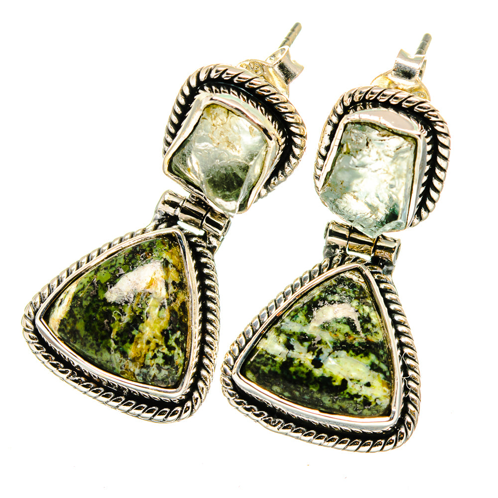 Green Vein Jasper Earrings handcrafted by Anasilvercos - EARR420913