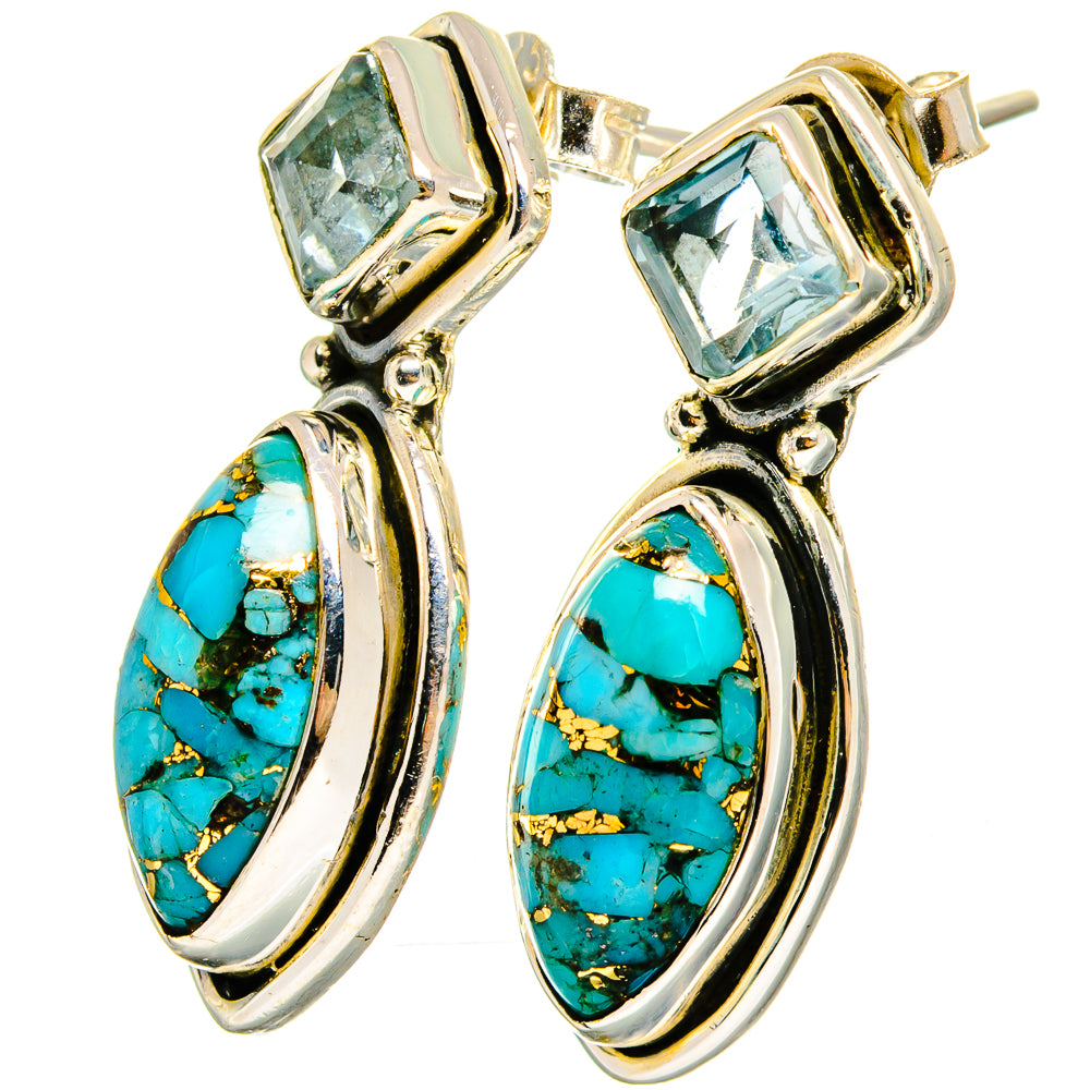 Blue Copper Composite Turquoise Earrings handcrafted by Anasilvercos - EARR420931