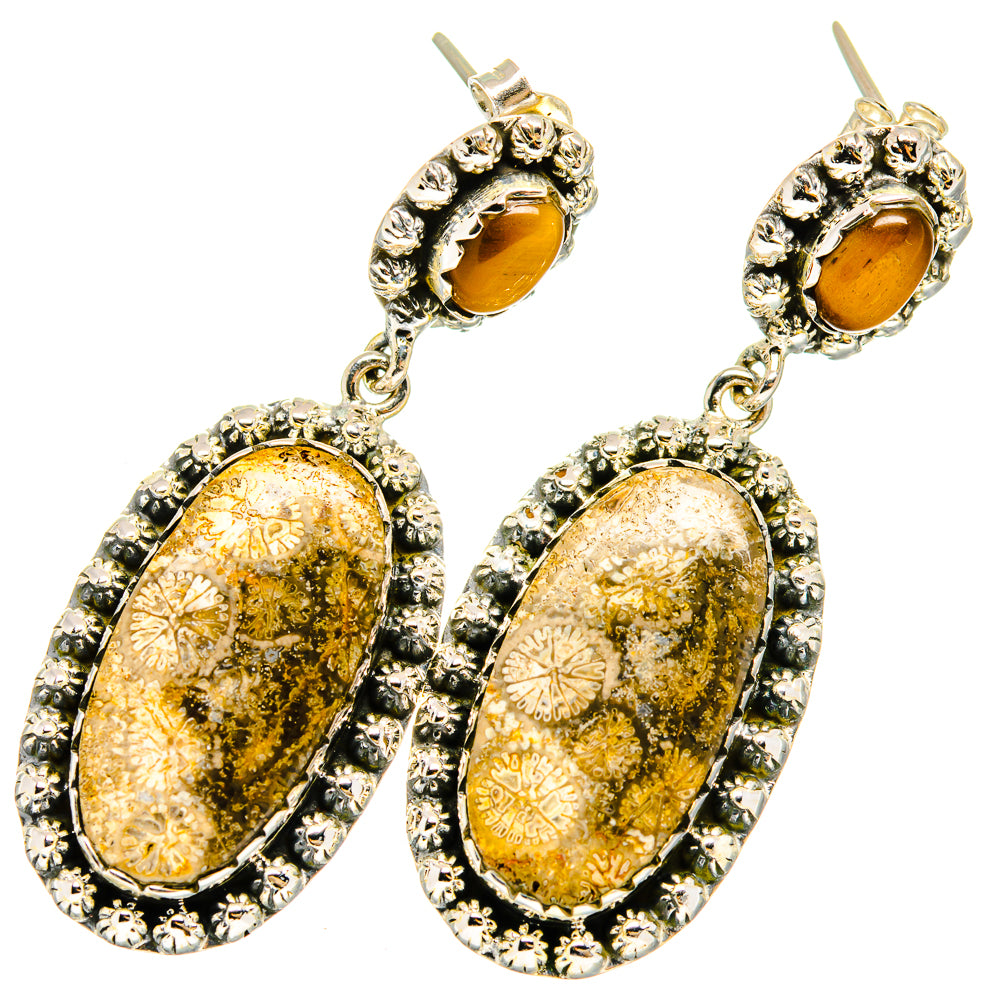 Fossil Coral Earrings handcrafted by Anasilvercos - EARR420944