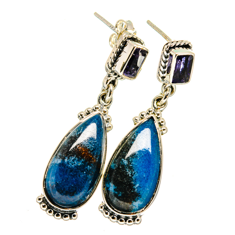 Chrysocolla, Tanzanite Earrings handcrafted by Anasilvercos - EARR420955