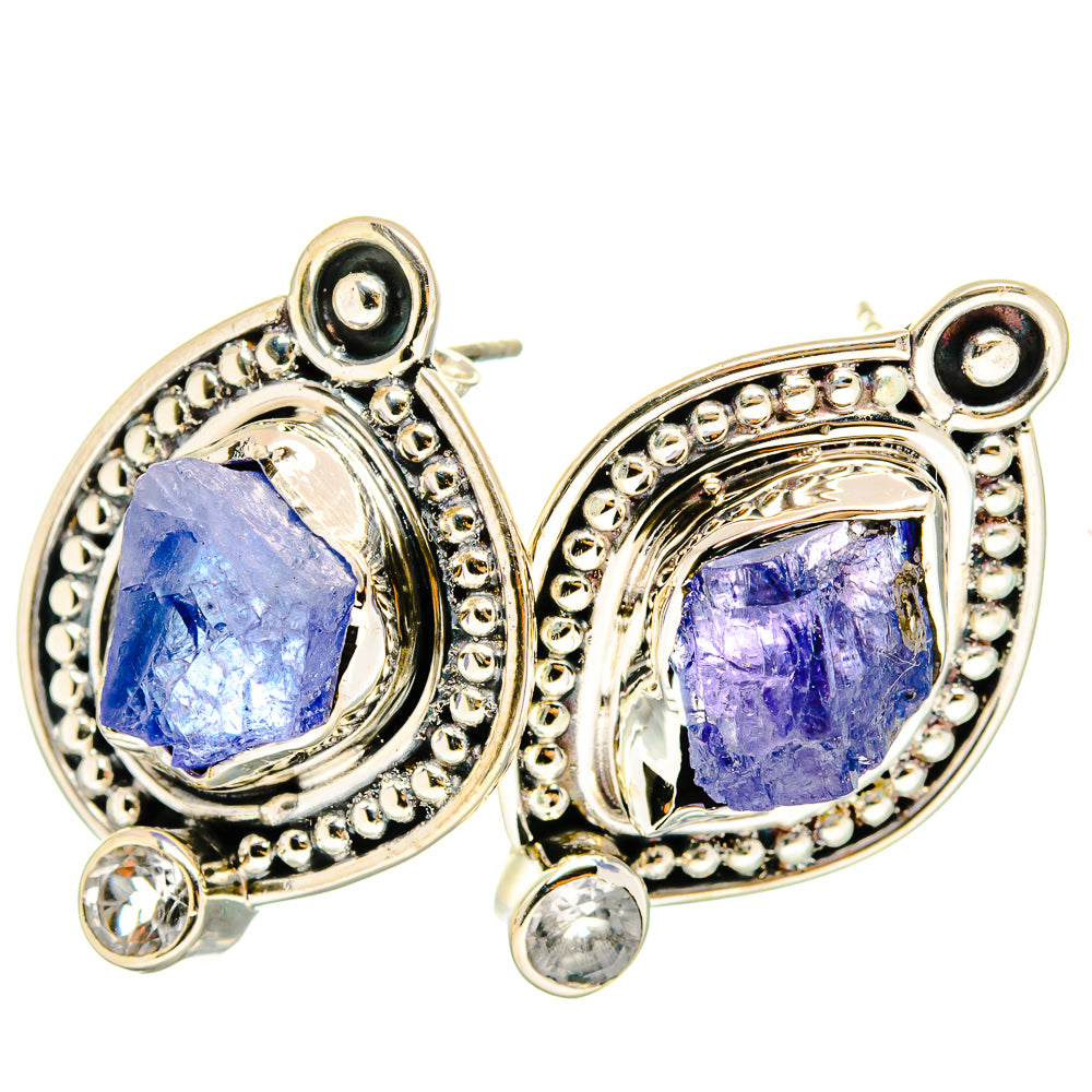 Tanzanite, White Quartz Earrings handcrafted by Anasilvercos - EARR420956