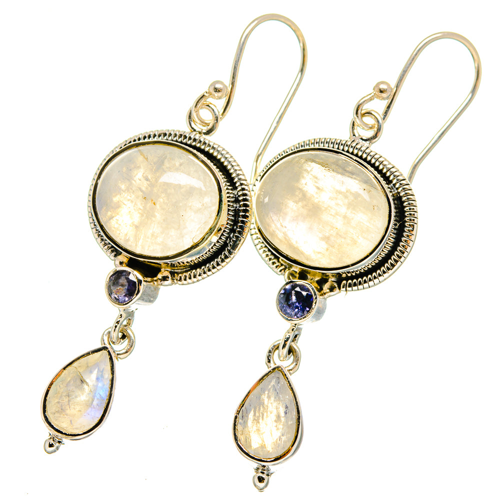 Rainbow Moonstone, Tanzanite Earrings handcrafted by Anasilvercos - EARR420969