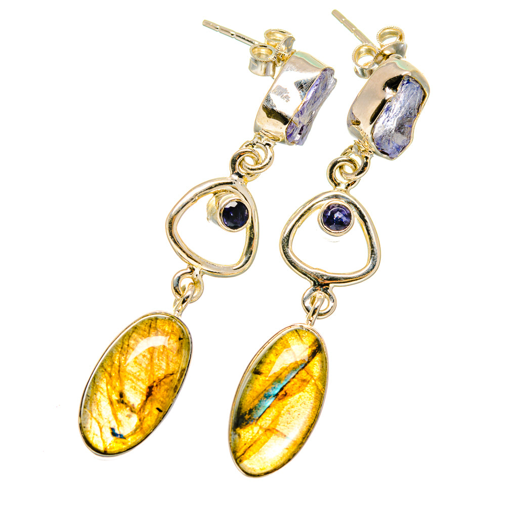 Labradorite, Rainbow Moonstone, Tanzanite Earrings handcrafted by Anasilvercos - EARR420975