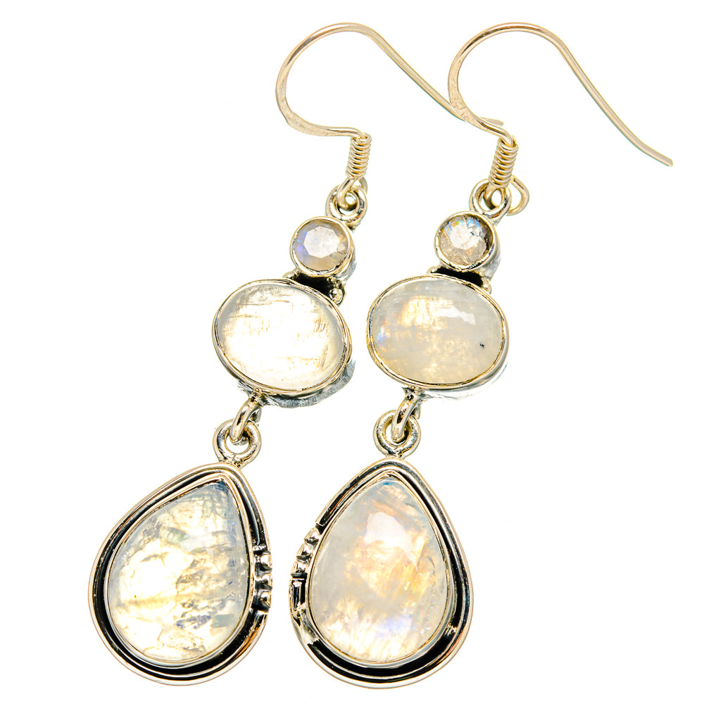 Rainbow Moonstone Earrings handcrafted by Anasilvercos - EARR420979