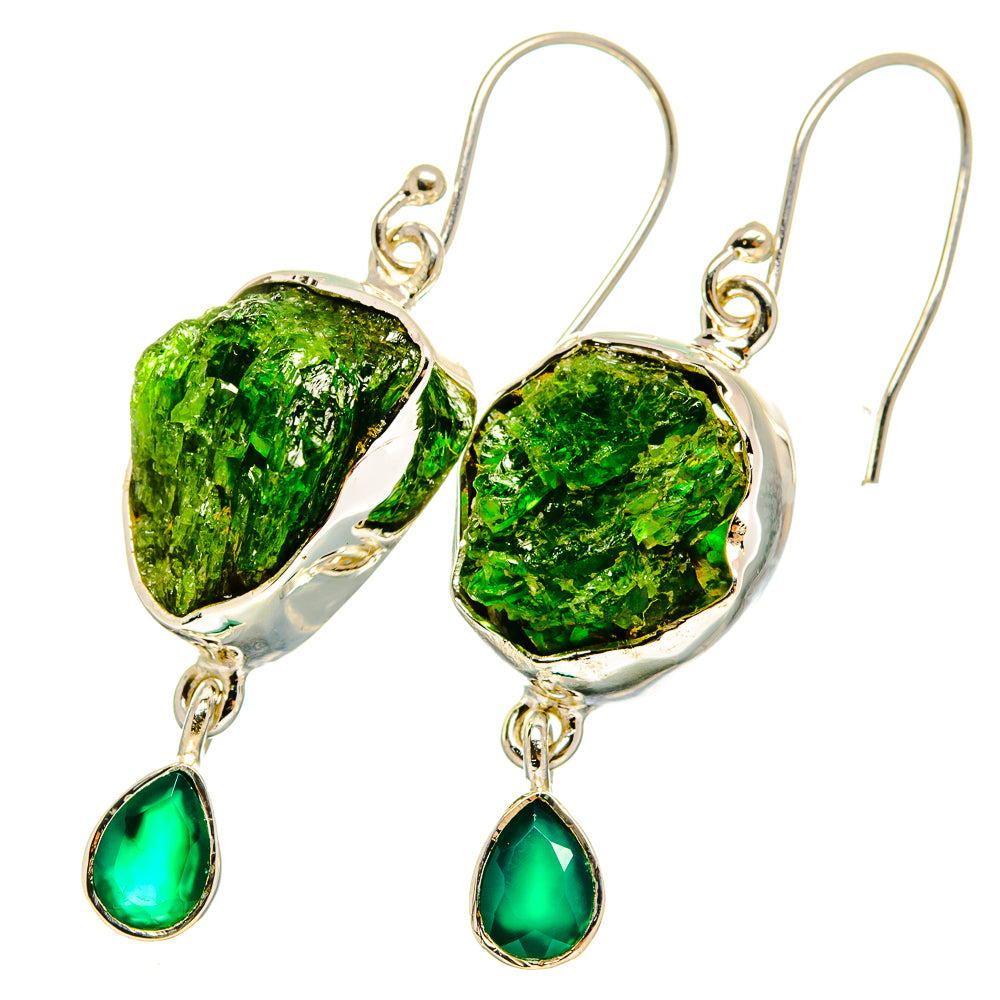 Chrome Diopside, Green Onyx Earrings handcrafted by Anasilvercos - EARR420986