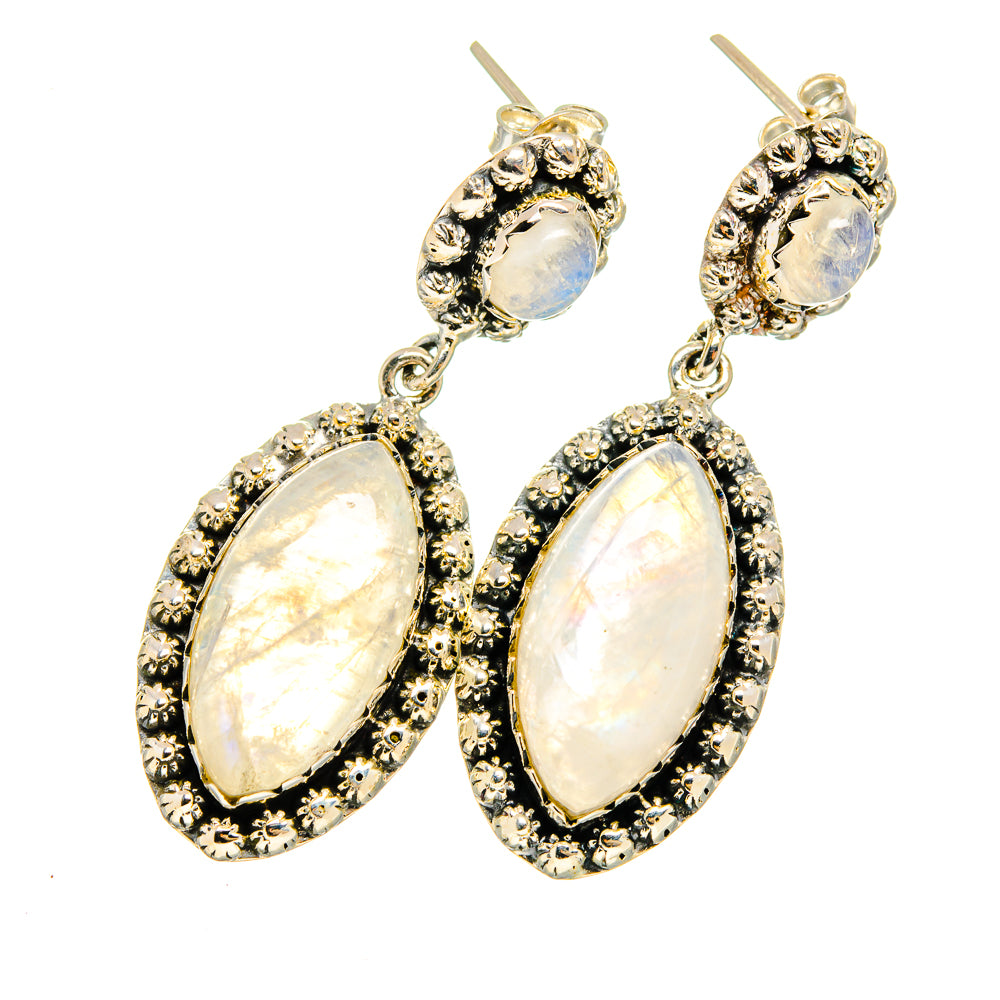 Rainbow Moonstone Earrings handcrafted by Anasilvercos - EARR420987