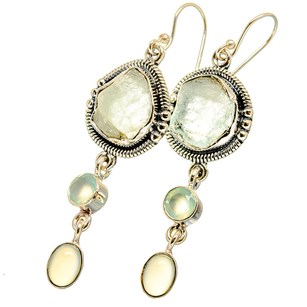 Aquamarine, Rainbow Moonstone Earrings handcrafted by Anasilvercos - EARR420988