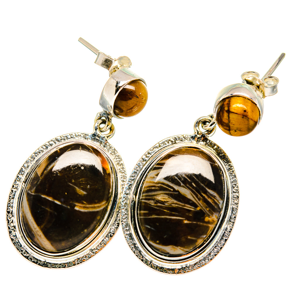 Peanut Wood Jasper, Tiger Eye Earrings handcrafted by Anasilvercos - EARR420999