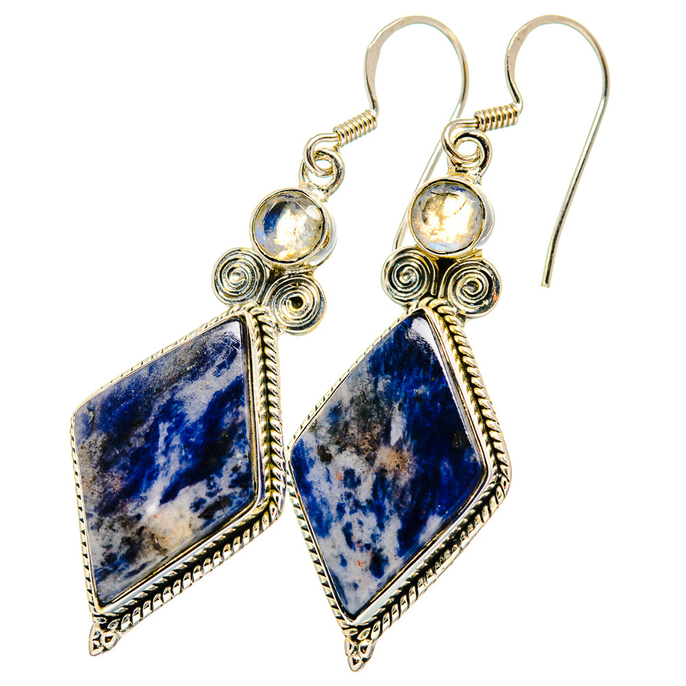 Sodalite, Rainbow Moonstone Earrings handcrafted by Anasilvercos - EARR421000