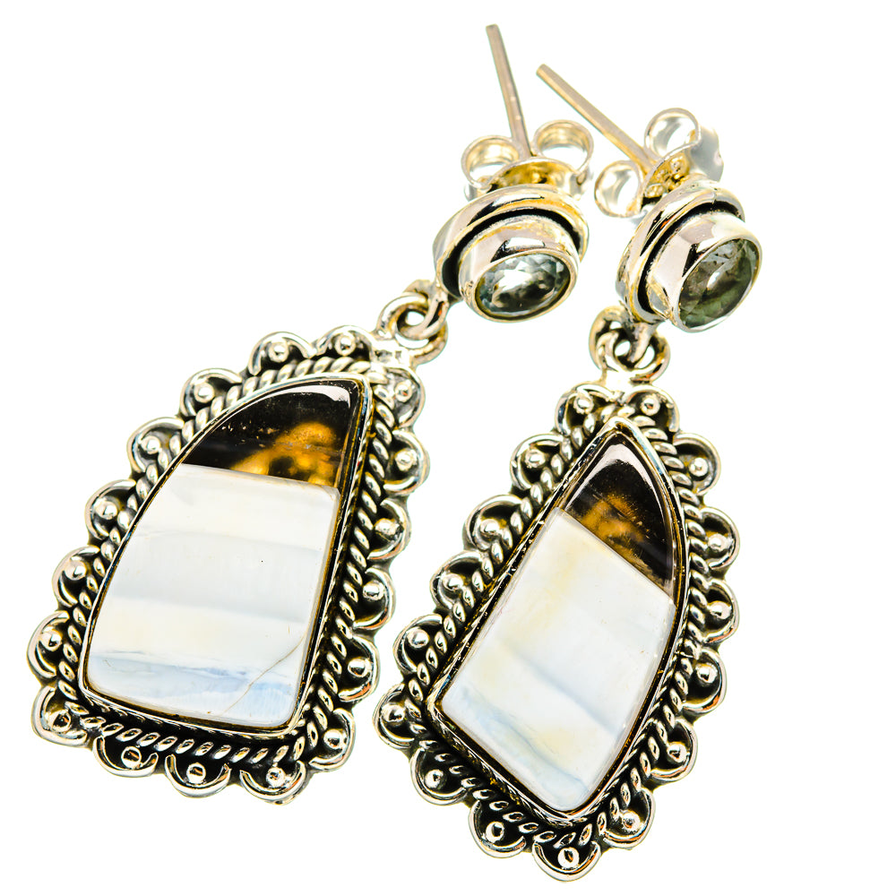 Owyhee Opal, Blue Topaz Earrings handcrafted by Anasilvercos - EARR421001