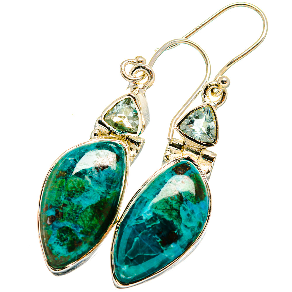 Chrysocolla, Blue Topaz Earrings handcrafted by Anasilvercos - EARR421015