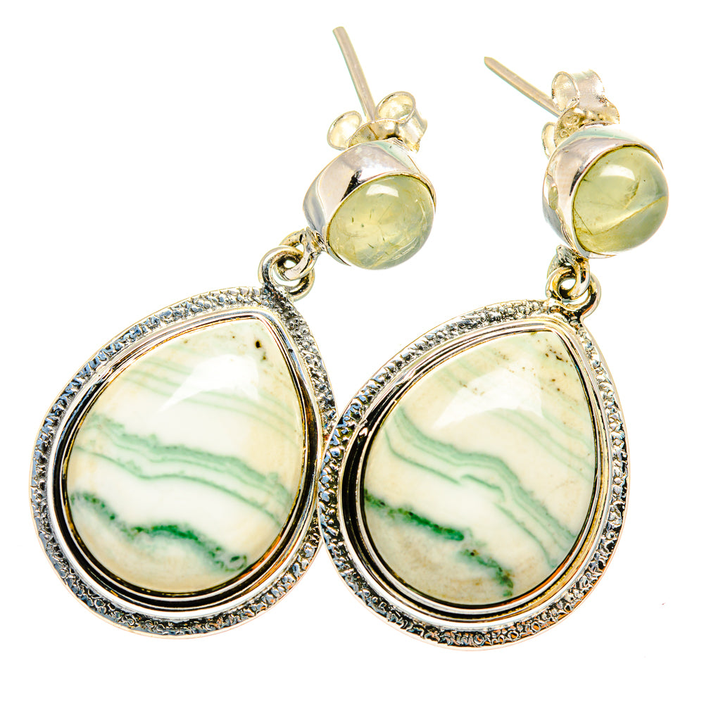 Ocean Jasper, Prehnite Earrings handcrafted by Anasilvercos - EARR421017