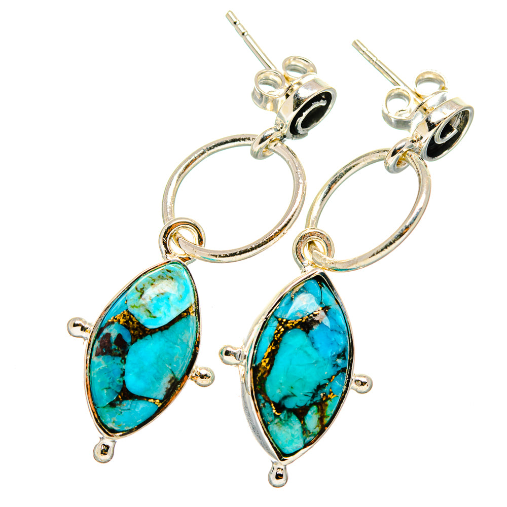 Blue Copper Composite Turquoise Earrings handcrafted by Anasilvercos - EARR421022