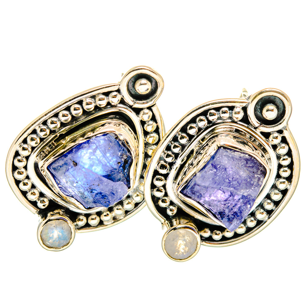 Tanzanite, Rainbow Moonstone Earrings handcrafted by Anasilvercos - EARR421026