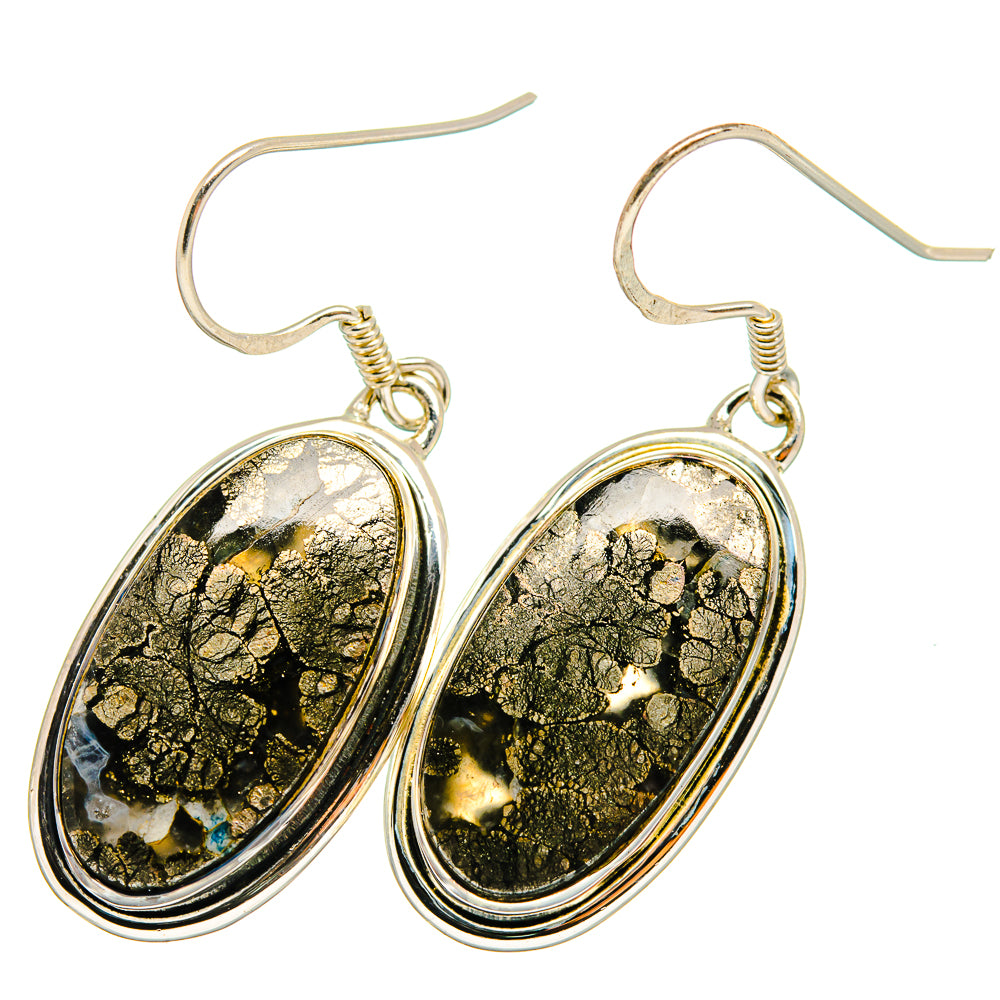 Pyrite Agate Earrings handcrafted by Anasilvercos - EARR421039