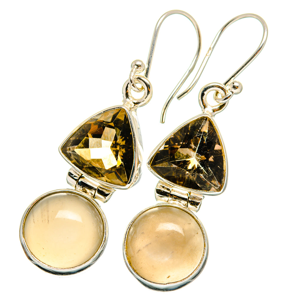 Moonstone, Smoky Quartz Earrings handcrafted by Anasilvercos - EARR421060
