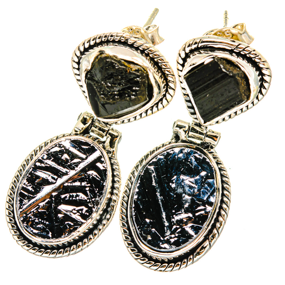 Shungite, Black Tourmaline Earrings handcrafted by Anasilvercos - EARR421062