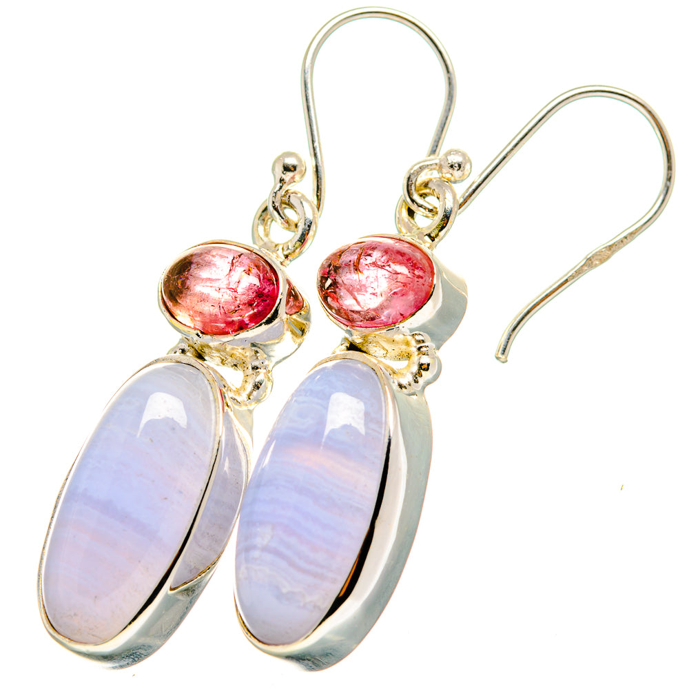Blue Lace Agate Earrings handcrafted by Anasilvercos - EARR421084