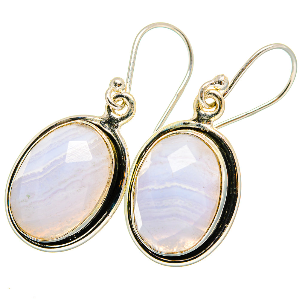 Blue Lace Agate Earrings handcrafted by Anasilvercos - EARR421090