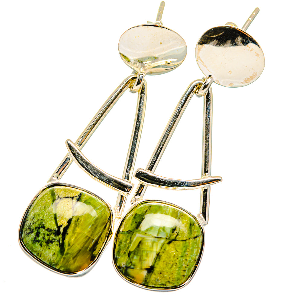 African Green Opal Earrings handcrafted by Anasilvercos - EARR421093