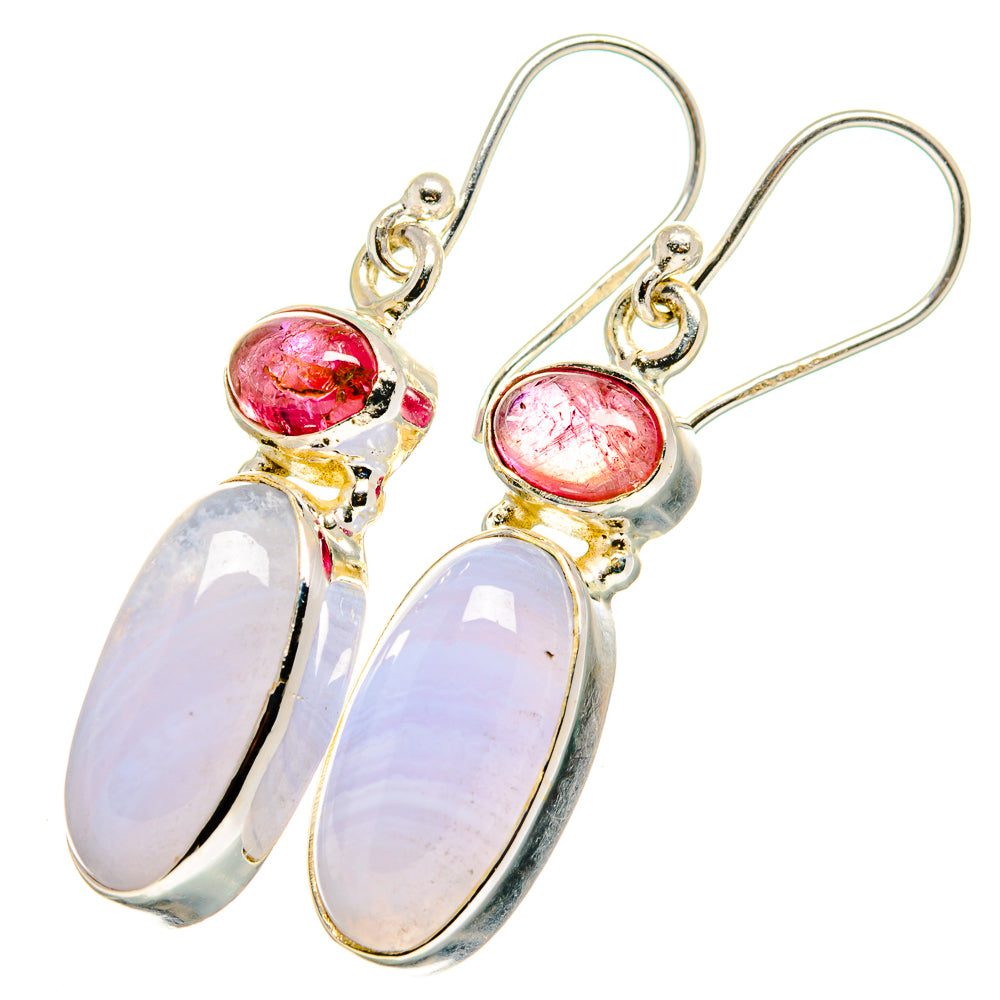 Blue Lace Agate Earrings handcrafted by Anasilvercos - EARR421099