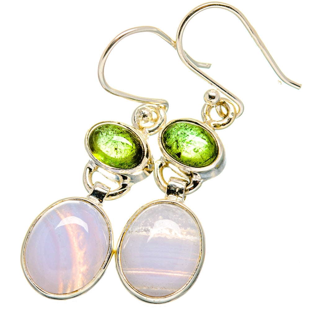 Blue Lace Agate, Peridot Earrings handcrafted by Anasilvercos - EARR421110