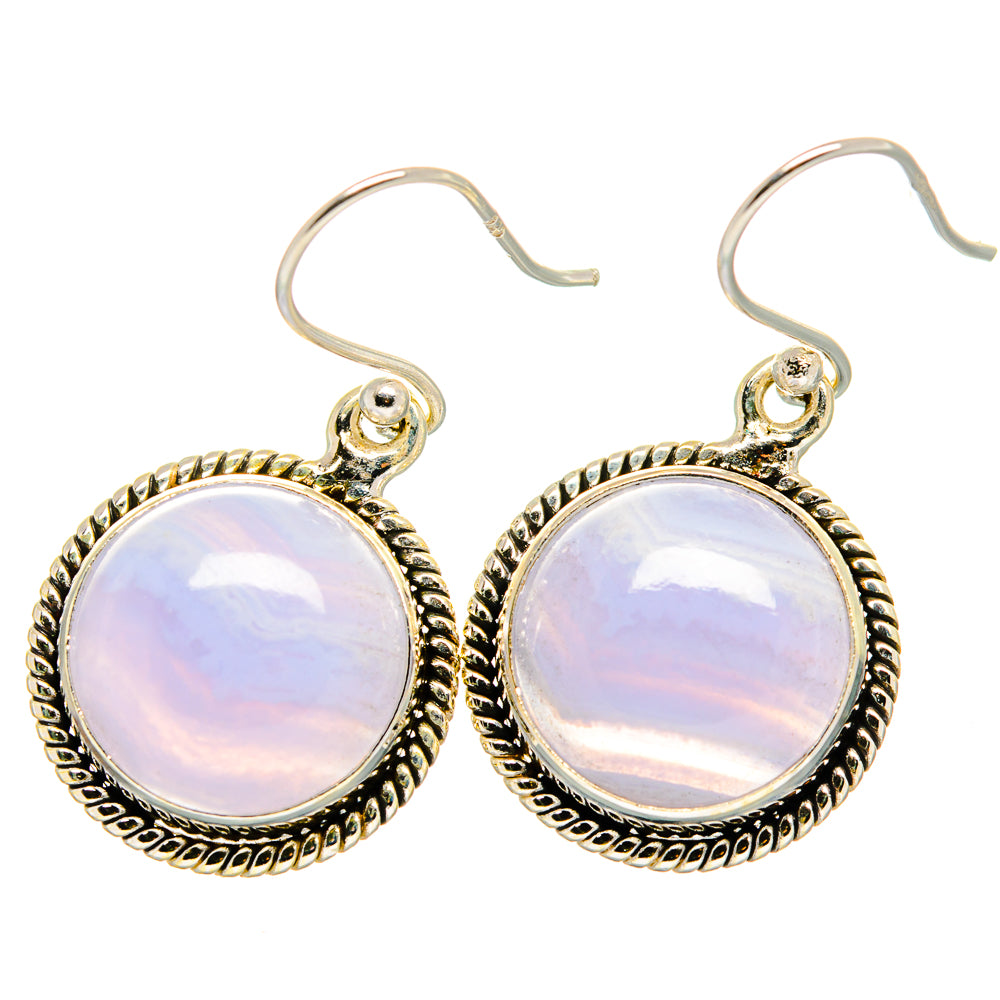 Blue Lace Agate Earrings handcrafted by Anasilvercos - EARR421111