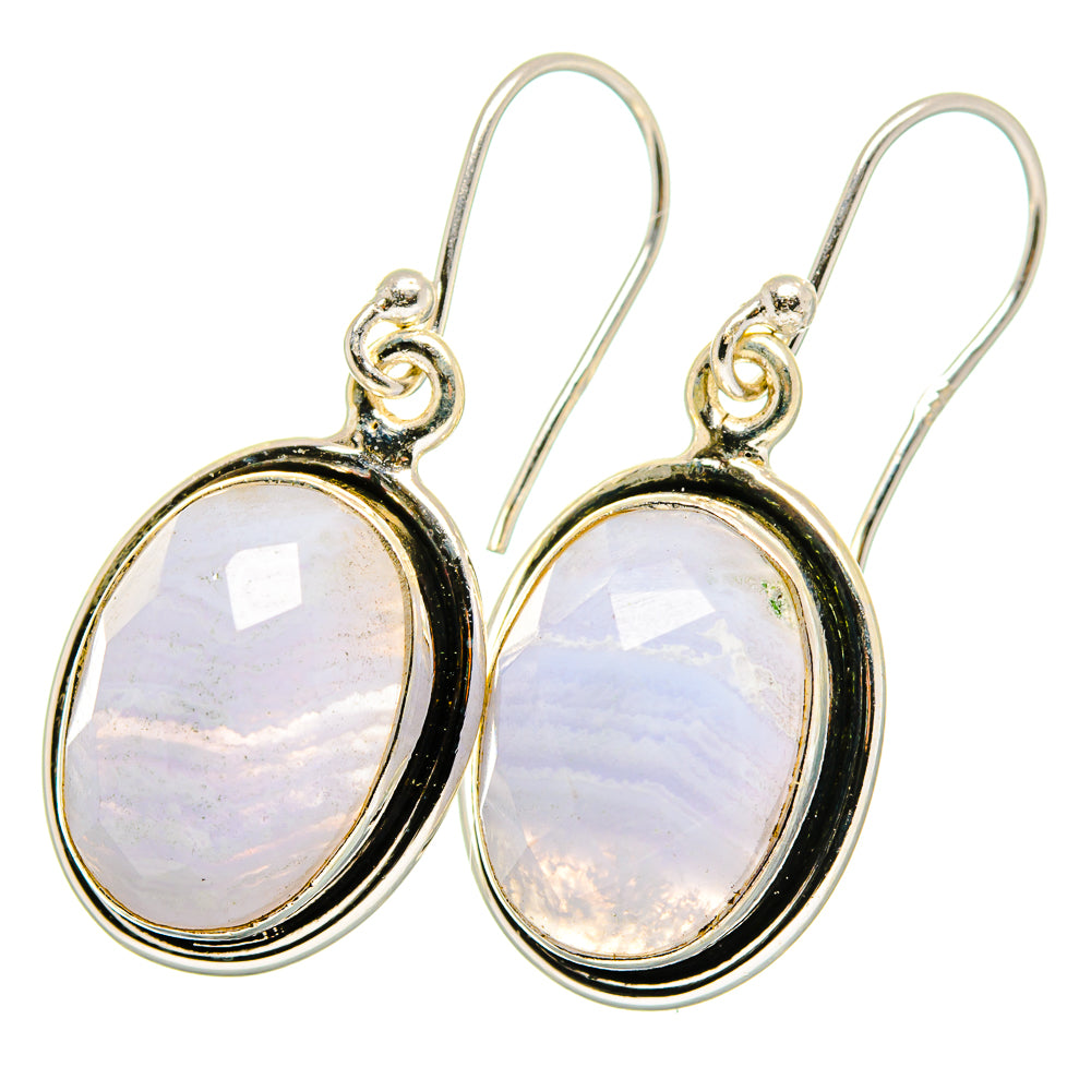 Blue Lace Agate Earrings handcrafted by Anasilvercos - EARR421120