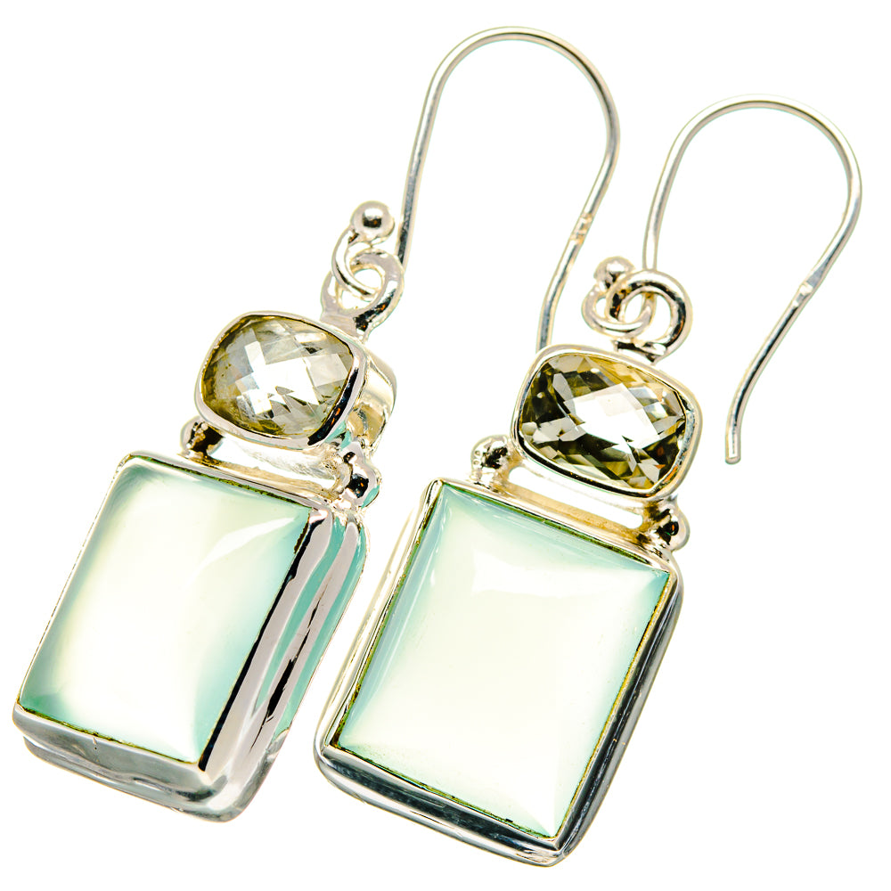 Aqua Chalcedony, Green Amethyst Earrings handcrafted by Anasilvercos - EARR421133