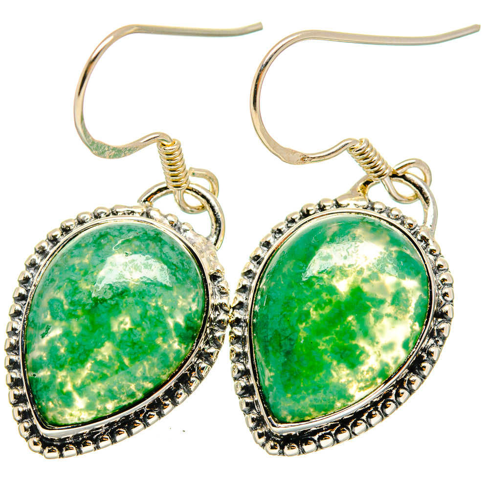 Green Moss Agate Earrings handcrafted by Anasilvercos - EARR421153
