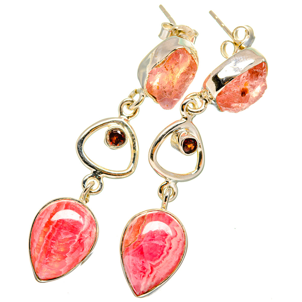 Rhodochrosite, Garnet Earrings handcrafted by Anasilvercos - EARR421157