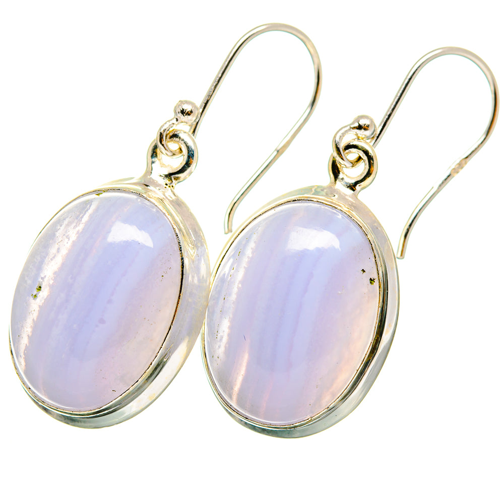 Blue Lace Agate Earrings handcrafted by Anasilvercos - EARR421172