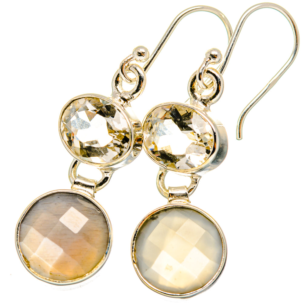 Moonstone, White Quartz Earrings handcrafted by Anasilvercos - EARR421174