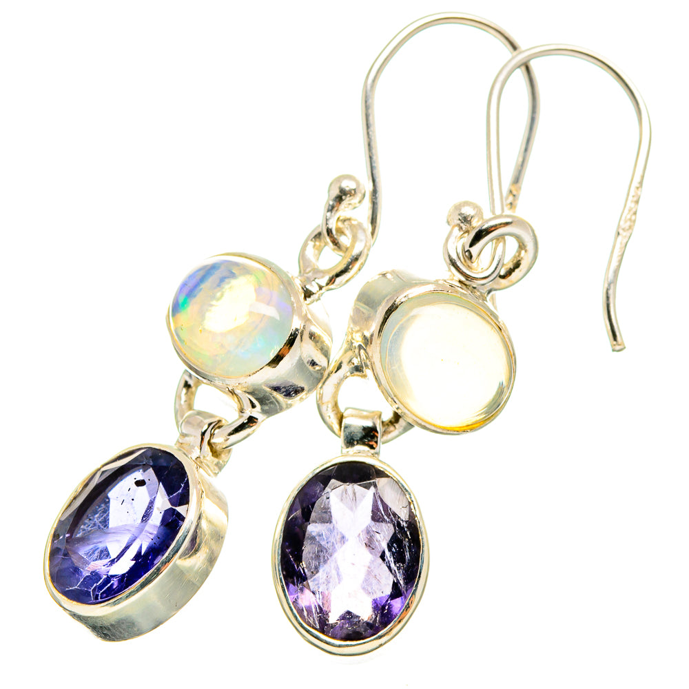 Tanzanite, Ethiopian Opal Earrings handcrafted by Anasilvercos - EARR421180