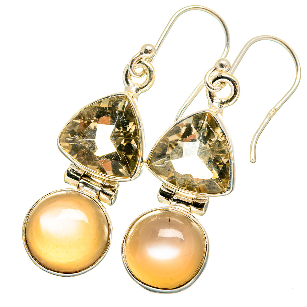 Moonstone, White Quartz Earrings handcrafted by Anasilvercos - EARR421186