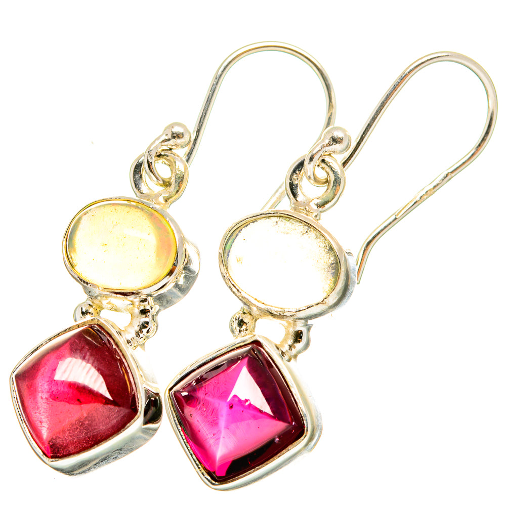 Garnet, Ethiopian Opal Earrings handcrafted by Anasilvercos - EARR421202