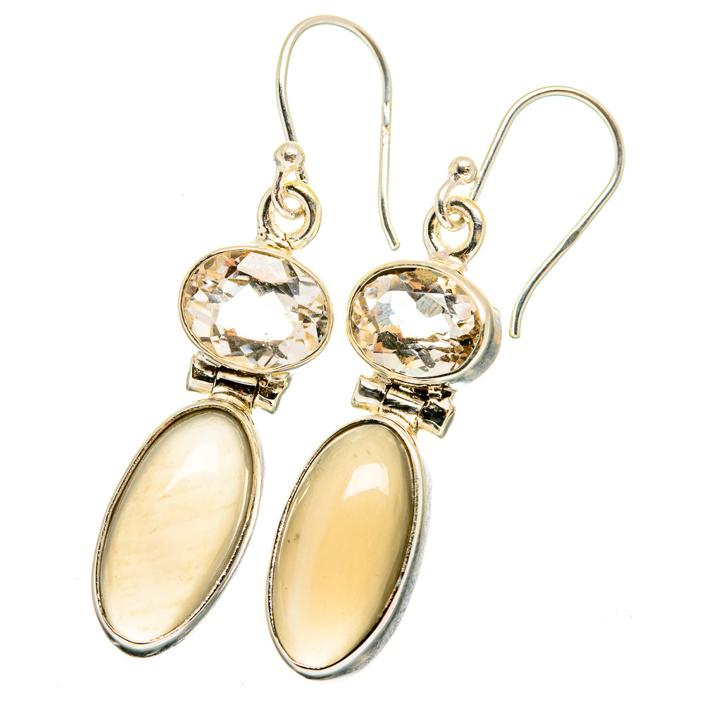 Moonstone, White Quartz Earrings handcrafted by Anasilvercos - EARR421205