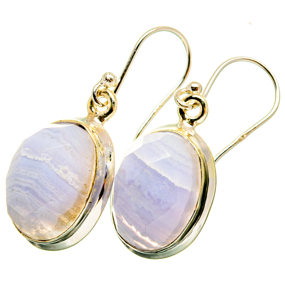 Blue Lace Agate Earrings handcrafted by Anasilvercos - EARR421213