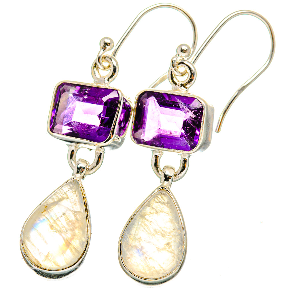 Rainbow Moonstone Earrings handcrafted by Anasilvercos - EARR421268